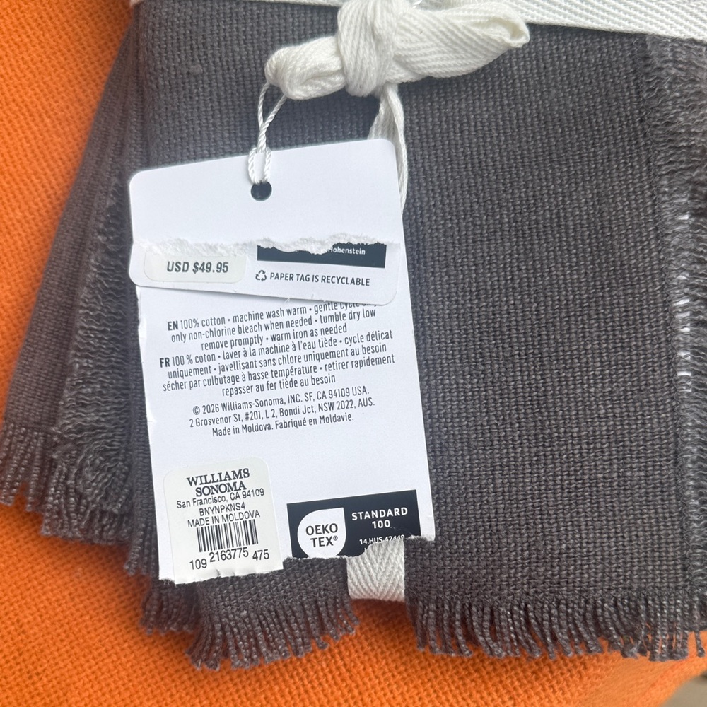 Williams Sonoma Charcoal Knit Throw with Fringe